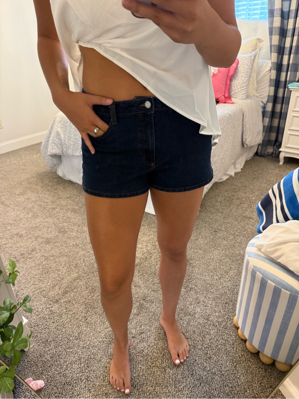 No Boundaries Dark Blue Denim Jean Shorts